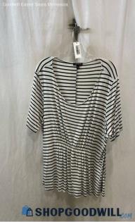 Lane Bryant Women's Black/White Striped Peplum Top - Sz 22/24