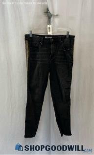 Vigoss Women's Black/Multicolor Shimmer Side Stripe Mid-Rise Skinny Jeans sz 29