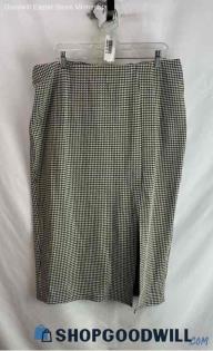 NWT Lane Bryant Women's Black/Ivory Houndstooth Slit Pull On Midi Skirt - Sz 16