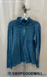 Columbia Women's Blue/Purple Heather Long Sleeve Henley Shirt - Sz L