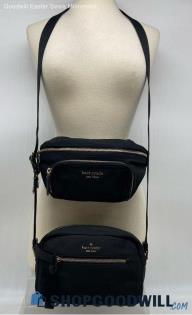 Lot of 2 Kate Spade Black Belt Bag Crossbody 100% Nylon Handbag Purse