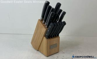 14pc Cuisinart Knives Scissors Sharpener w/Wood Knife Block