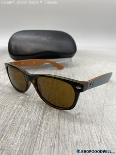 Ray Ban New Wayfarer Rectangle Polarized Prescription Brown Plastic Sunglasses