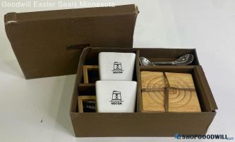 Nscsa White Coffee Mugs & Coaster 6pc Set IOB