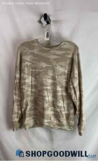 Athleta Women's Beige/White Camo Patterned Crewneck Sweatshirt - Sz S