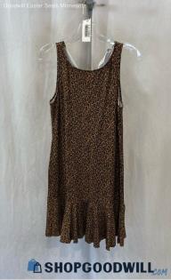 Tommy Bahama Women's Brown Leopard Tassel Ruffle Hem Shift Dress - Sz S