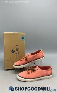 Sperry Women's Seacoast Coral Pink Nubuck Sneakers Sz 7.5