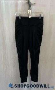 Athleta Women's Black Ribbed Moto Leggings - Sz S