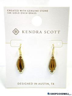 KENDRA SCOTT Gold-Tone Tigers Eye Earrings