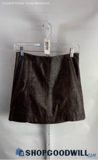 Free People Women's Brown Faux Leather A-Line Back Zip A-Line - Sz 2