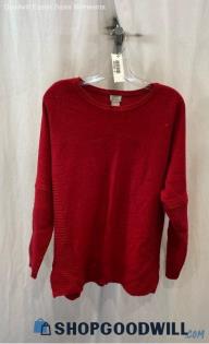 Chico's Women's Red Ribbed Trim Sweater - Sz L