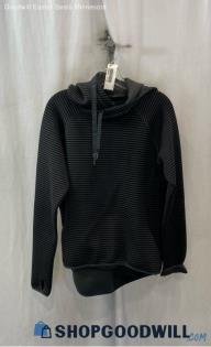 The North Face Women's Black/Gray Striped Ponte Tech Hoodie - Sz L