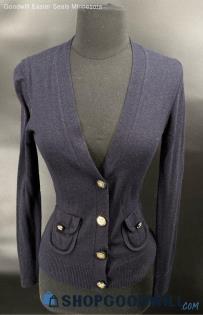 Tory Burch Navy Blue Wool Button Front sweater - Sz XS - HAS WEAR