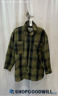 Lucky Brand Women's Olive/Black Plaid Heavyweight Button Up Flannel - Sz L