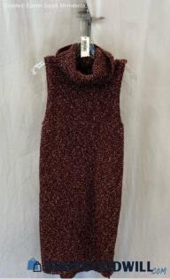 NWT Anthropologie Women's Maroon/White Cowl Neck Sleeveless Sweater Dress - Sz S