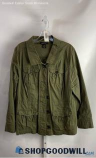 Lane Bryant Women's Olive Lightweight Utility Pocket Button Up Jacket Sz 20