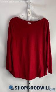 Chico's Women's Red Boat Neck Lightweight Knit Long Sleeve - Sz L