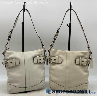 Lot of 2 Coach Duffle SOHO Ivory Beige Shoulder Bag Leather Handbag Purse