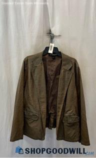 Lane Bryant Women's Brown Faux Leather Button Up Fashion Jacket - Sz 22/24