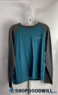 Columbia Men's Teal/Gray Long Sleeve T-Shirt - Sz L