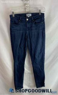 Paige Women's Dark Blue Washed High-Waisted Cropped Ankle Jeans - Sz 27