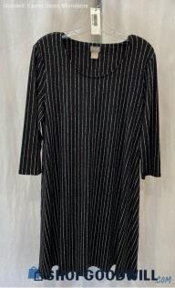 Chico's Women's Black/White Striped 1/2 Sleeve Shift Dress - Sz 10