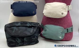 Lot of 4 Lululemon Green Blue Ivory Belt Bag Crossbody Unisex Adults Nylon