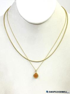 NWT KENDRA SCOTT Gold-Tone Orange Stone Necklace