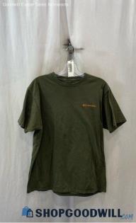 Columbia Men's Olive/Orange Sunset Logo Back Graphic T-Shirt - Sz L