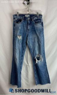 Lucky Brand Women's Blue Distressed Mid Rise Flare Jeans - Sz 4