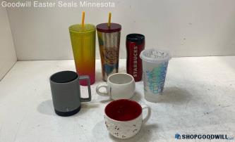 7pc Starbucks Tumblers, Coffee Mugs Assorted Colors Styles Ounces Kitchen Decor