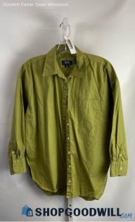 Anthropologie Women's Grass Green Poplin Button Up Blouse - Sz s