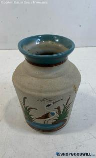 Made In Mexico Stoneware Wetland Bird Themed Vase