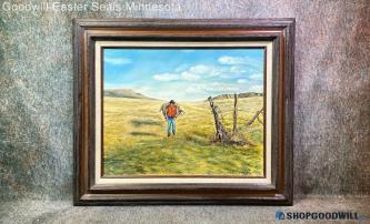 "Packing Out" Jeannette Kleindl Signed Original Vtg Cowboy Oil Painting Framed