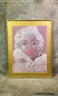 Marilyn Monroe H Brown Signed Original Portrait Pastel or Chalk Drawing Framed