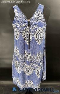 Ariella Women's Blue Pattern Poly/Spandex Sleeveless dress - Sz S