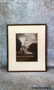 Capitol/School Campus Building Alleged '20s Era Photo Art Decor Matted Framed