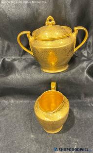 1686 Sugar Gold Bowl + Cream & Milk Pourer