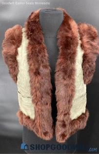 Bebe Army Green & Brown Fur lined vest