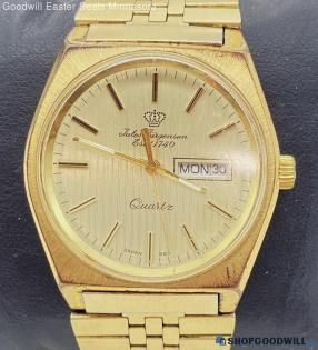 Men's JULES JURGENSEN Gold Tone Calendar Watch