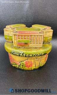 Powell 7 Mason San Francisco Trolly Music Box Vintage Ceramic Powers On