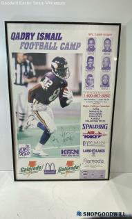 Signed Qadry Ismail NFL MN Vikings Framed Poster 36" X 25" X 1" Pickup Only