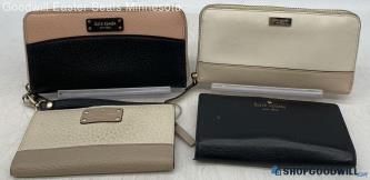 Lot of 4 Kate Spade Pink Beige Black Wallet Wristlet Womens Leather