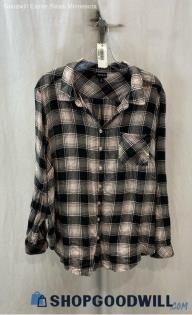 Torrid Women's Black/White Plaid Lightweight Flannel Shirt - Sz 2