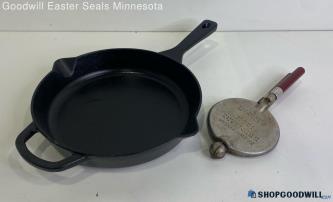 Lot Of 2pc Our Table Cast Iron Skillet & Nordic Ware Krumkake Iron