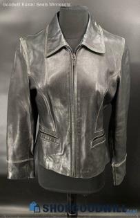 Kenneth Cole Reaction Women's Black Leather Zip Front jacket - Sz M