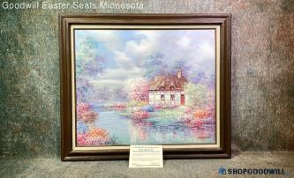 Pastel Cottage Costello Signed Original COA Landscape Painting Oil Canvas Framed