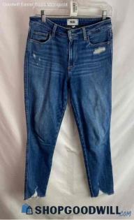 Paige Women's Blue Medium Washed High-Waisted Ankle Skinny Jeans - Sz 28