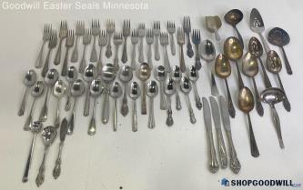 Lot Of 6lbs Assorted Mixed Brand Stainless Flatware Spoons & Forks + More