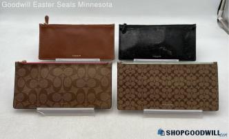 4 Coach Signature/Solid Brown/Black Leather/Coated Canvas Flat Clutches/Wallets